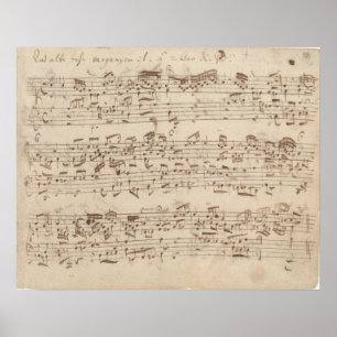 Poster Notas de Música Antigas - Folha de Música Bach