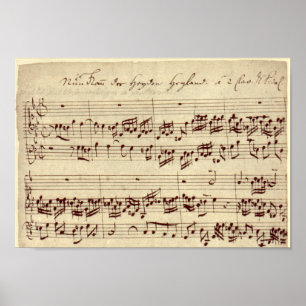Poster Notas de Música Antigas - Folha de Música Bach