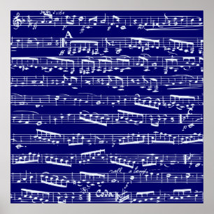 Poster Notas de música azul marinho