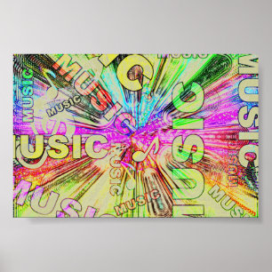 Póster Notas de música coloridas