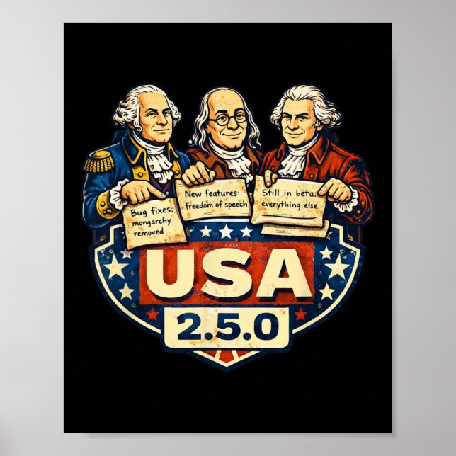 Poster Notas de Patch 2.5.0 Pais Fundadores Engraçados  (Frente)
