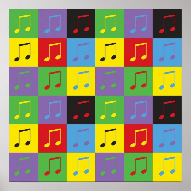 Poster Notas Musicais 8º Padrão Pop Art (Frente)