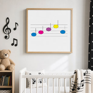 Poster Notas Musicais Coloridas Amante da Música