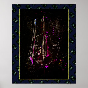 Poster Notas Musicais e Contrabaixo