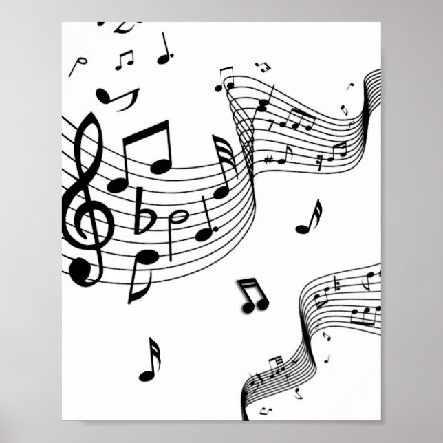 Poster Notas Musicais em Branco  (Frente)