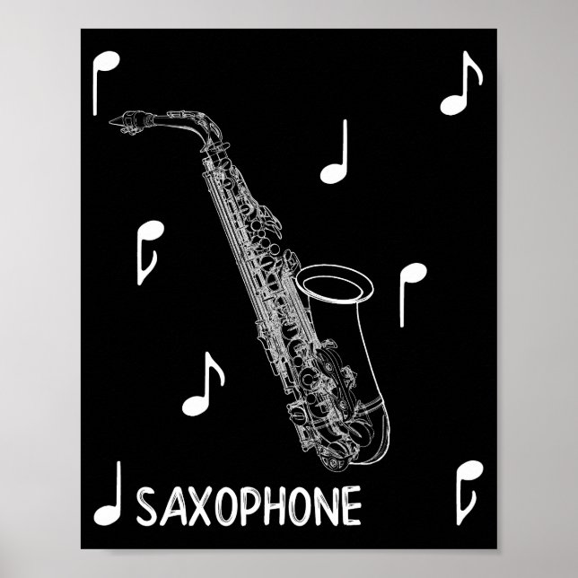 Poster Notas Musicais Saxofone (Frente)
