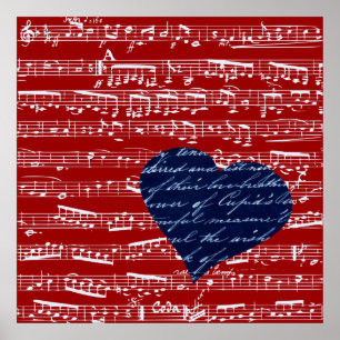 Póster Notas vermelhas da música