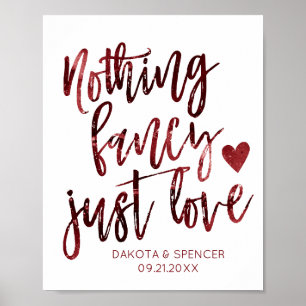 Poster Nothing Fancy Just Love Dark Crimson Red Wedding