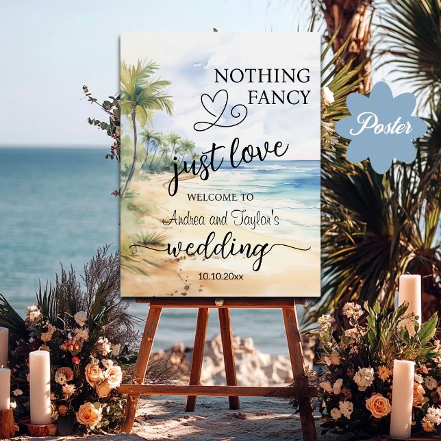 Poster Nothing Fancy Just Love Elegant Wedding Welcome (Criador carregado)