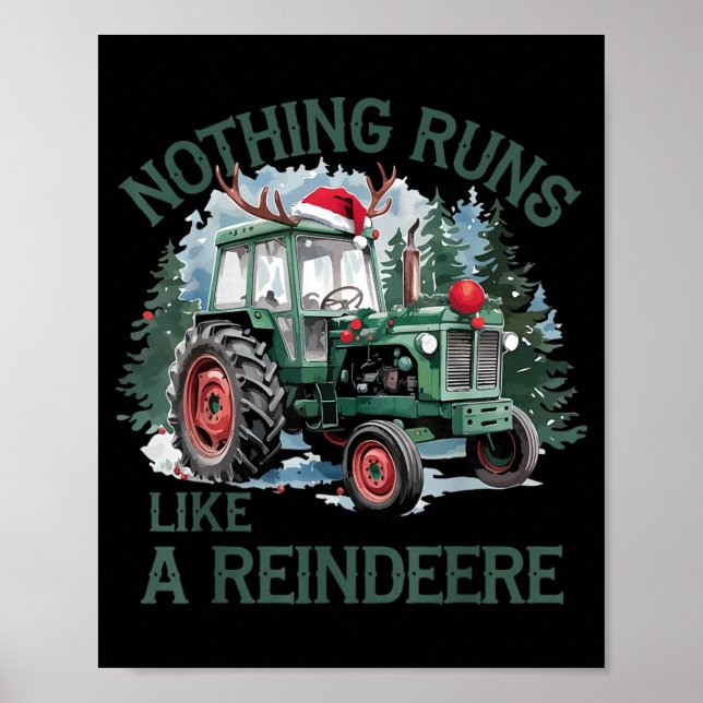 Poster Nothing Runs Like A Reindeer Christmas Tractor Far (Frente)