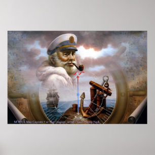 Póster NOTÍCIA & capitão 7 do mapa ou capitão de mar