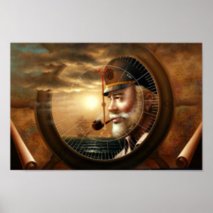 Póster NOTÍCIA & capitão do mapa (capitão de mar)