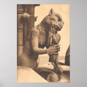 Póster Notre Dame Gargoyle comendo um lanche