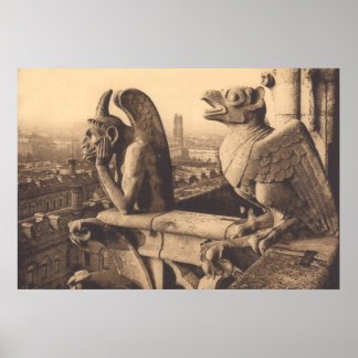 Poster Notre Dame Gargoyle por volta de 1900