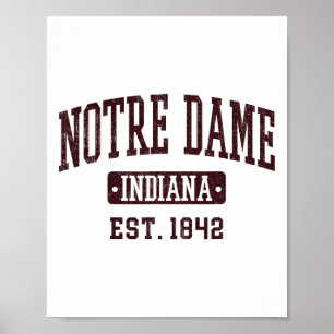 Poster Notre Dame Indiana Na Vintage Athletic Varsity Spo