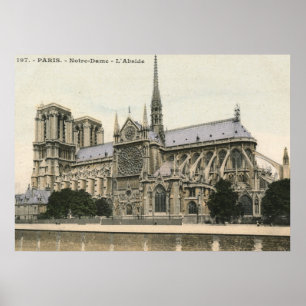 Póster Notre Dame, Paris Vintage