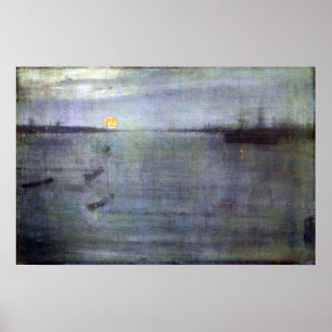 Poster Noturno do assobiador de James McNeil no azul e no