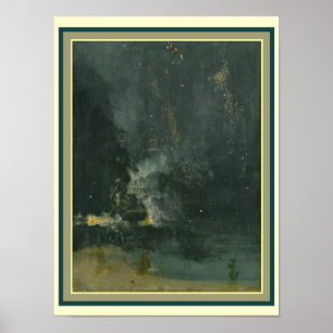 Póster Noturno em preto & no ouro: Rocket de queda 12 x