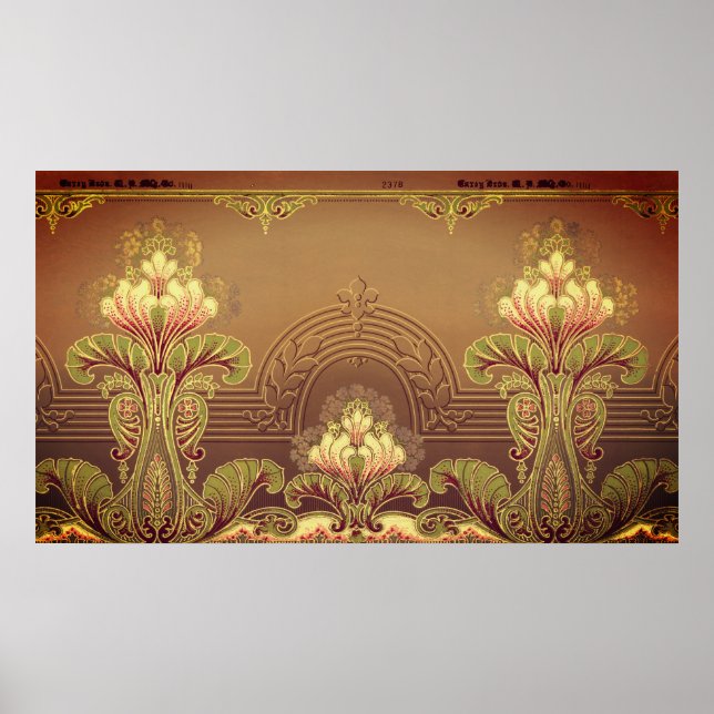 Poster Nouveau floral vitoriano frieze elegante (Frente)