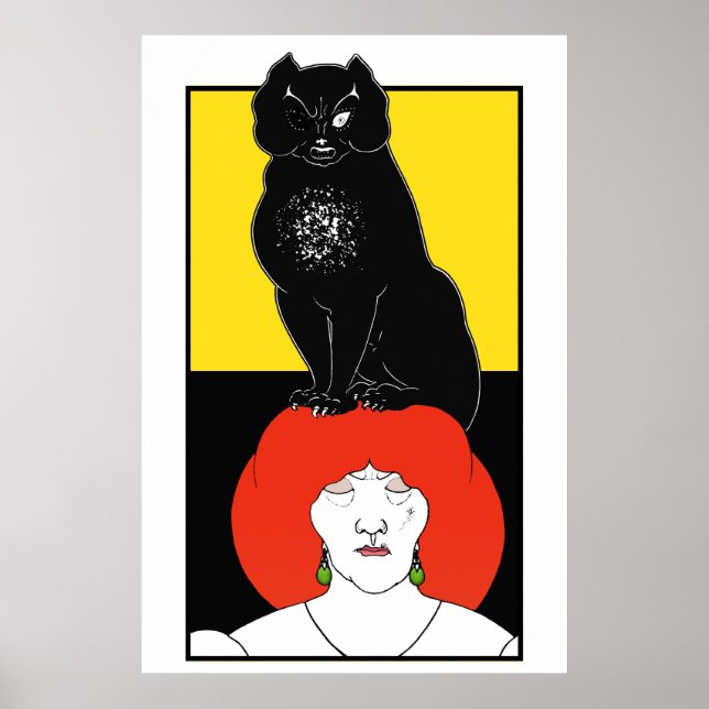Poster Nouveau Nouveau Beardsley Black Gótico Amarelo (Frente)