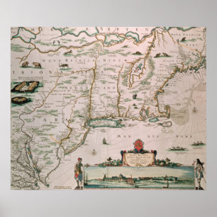 Poster Nova Bélgica, placa de Atlas Contrtus c.1671