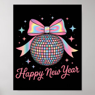 Poster Nova Bola de Discoteca Luxo Dourado Feliz Ano Novo