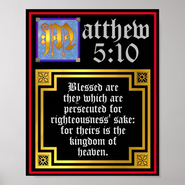 Poster Nova Cotação do Testamento Matthew 5 10 Belatitude (Frente)