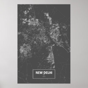 Póster Nova Deli, India (branco no preto)