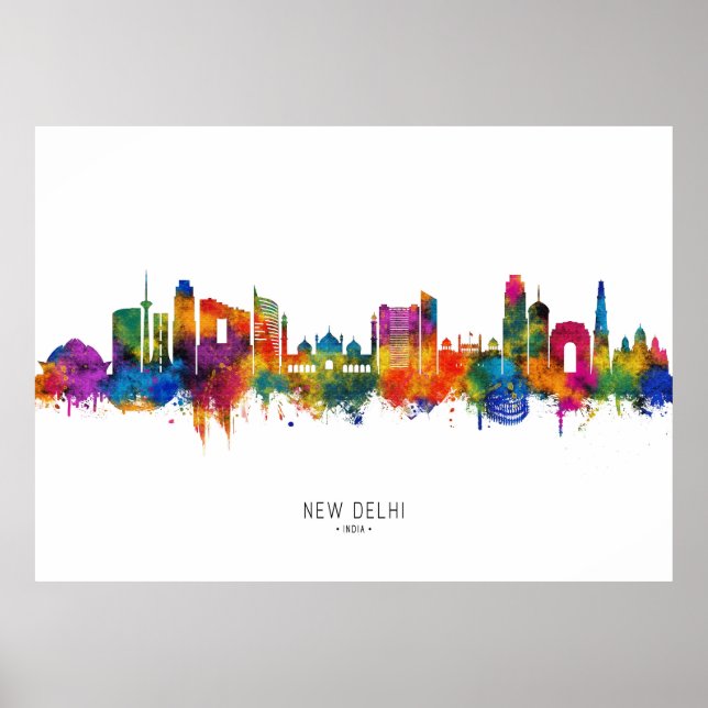 Poster Nova Deli India Skyline (Frente)