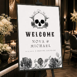 Poster NOVA Floral Gótico Caveira Até a Morte Casamento B