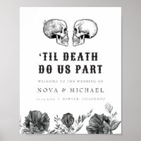 NOVA Gothic Floral Skull Til Morte Casamento Bem-v