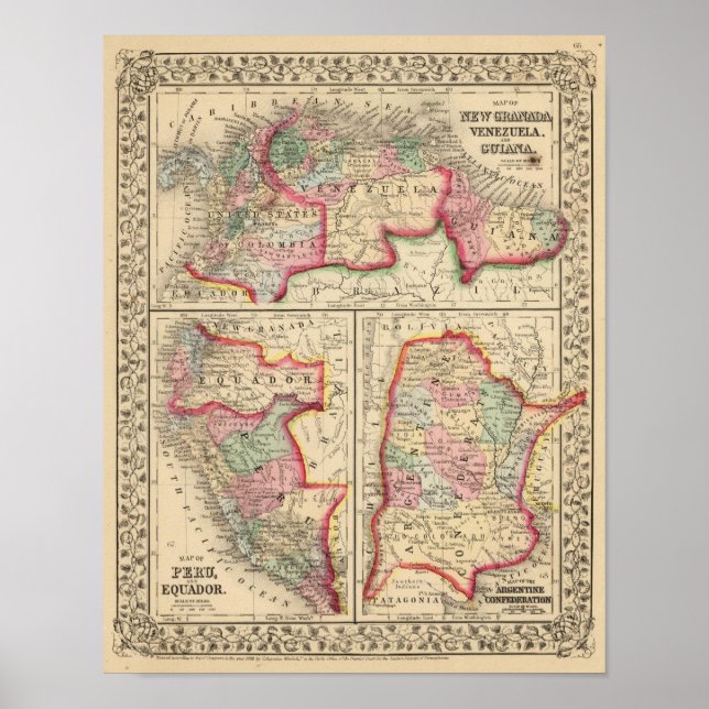 Póster Nova Granada, Venezuela, Mapa da Guiana por Mitche (Frente)