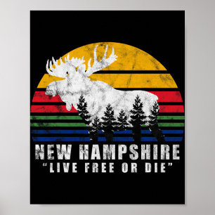 Poster Nova Hampshire Viva ou Morra Floresta de Alce Vint