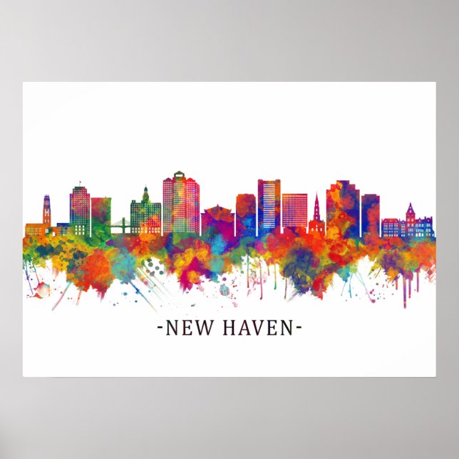 Poster Nova Haven Connecticut Skyline (Frente)