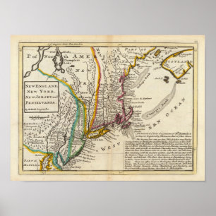 Póster Nova Inglaterra, New York, New-jersey e