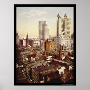 Poster Nova Iorque 1901 das construções as mais altas