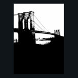 Poster Nova Iorque Brooklyn Bridge Silhouette Pop Art<br><div class="desc">Imagem Digital Nova Iorque da Noite Negra e Branca - Principais cidades dos Estados Unidos da América</div>
