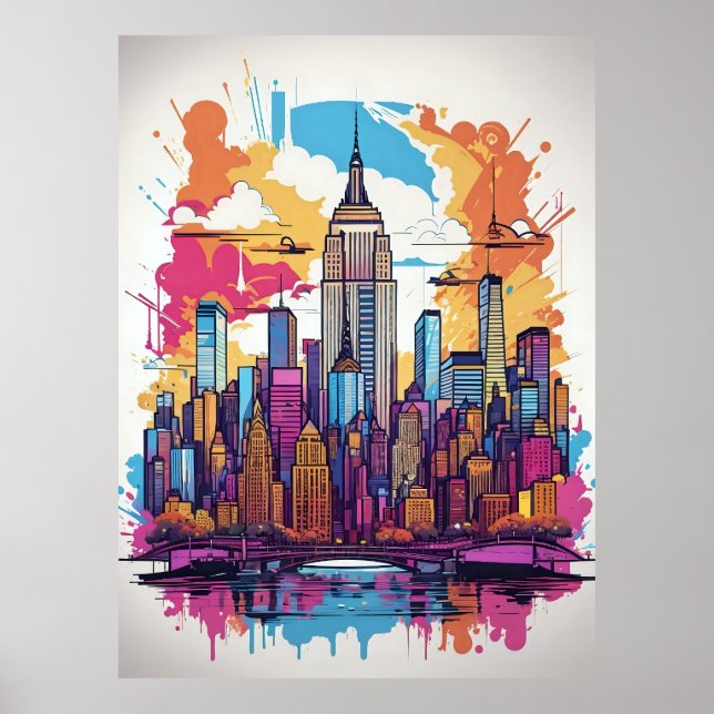 Poster Nova Iorque Cityscape Landcape (Frente)
