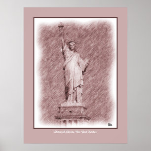 Póster Nova Iorque da estátua da liberdade do desenho