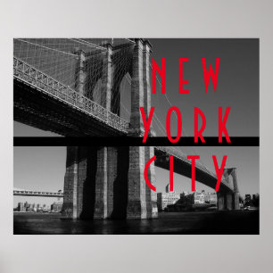Póster Nova Iorque da ponte Black White Brooklyn