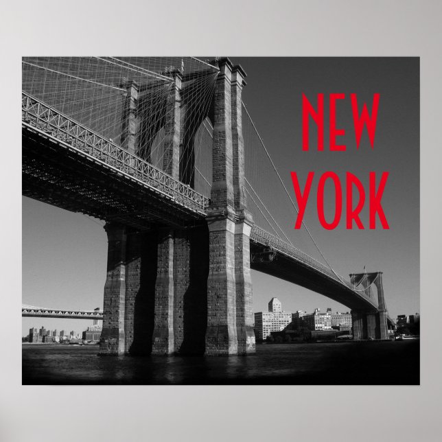 Póster Nova Iorque da ponte Black White Brooklyn (Frente)