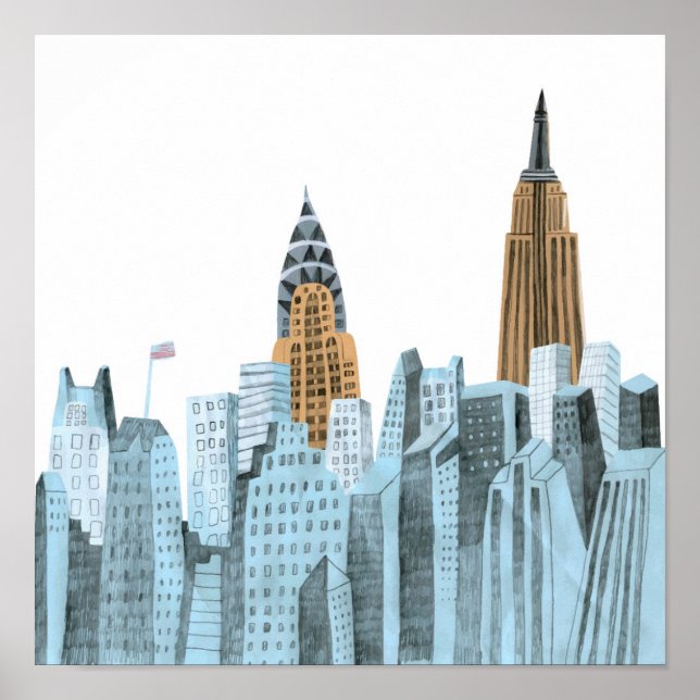 Poster Nova Iorque de Desenho Mão, NY (Frente)