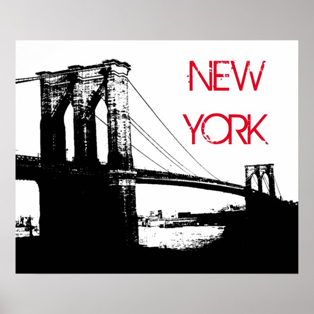 Poster Nova Iorque de ponte Brooklyn, Pop branco preto (Frente)