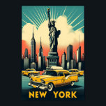 Poster Nova Iorque do Vintage 1955 Skyline<br><div class="desc">・ Este vibrante e retrô-estilo poster celebra o icônico Nova Iorque, com a Estátua da Liberdade, o prédio do Império Estatal, e os táxis amarelos clássicos cruzando ao longo da margem d'água. O trabalho de arte usa cores ousadas e quentes para destacar a linha dinâmica do horizonte da cidade, com...</div>
