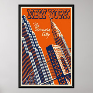 Póster Nova Iorque do vintage, EUA -