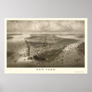 Poster Nova Iorque, Mapa Panorâmico NY - 1851