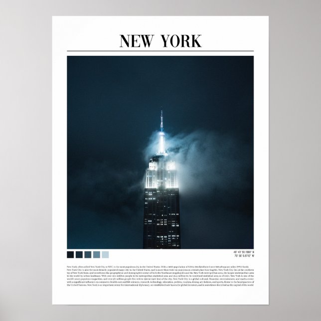 Poster Nova Iorque Minimalista NYC Wall Art (Frente)