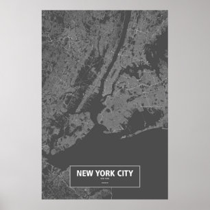 Póster Nova Iorque, New York (branca no preto)