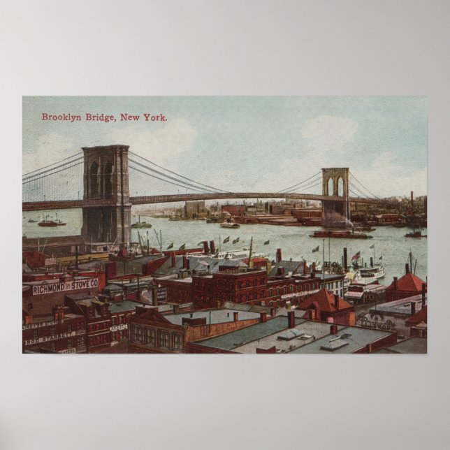 Póster Nova Iorque, Nova Visão da Ponte do Brooklyn (Frente)