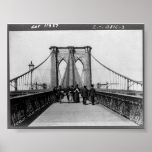 Póster Nova Iorque NY 1898 da ponte de Brooklyn do